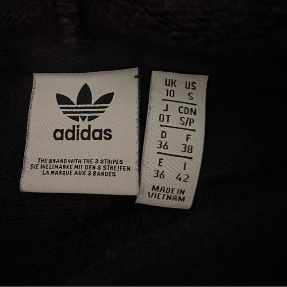 Adidas Cropped Hoodie Women’s S Black 3 Stripe Sweatshirt Pullover Workout Gym - Picture 5 of 7